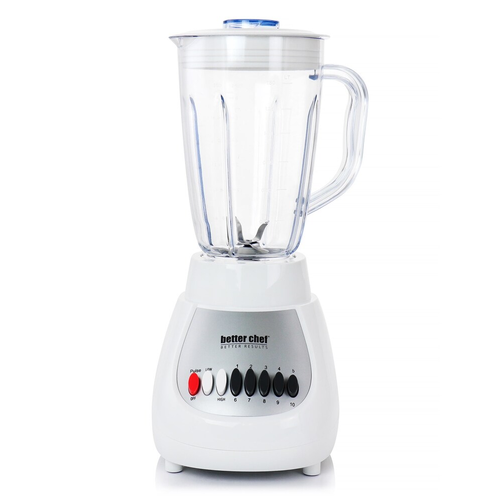 The Better Chef 10 Speed 350 Watt Plastic Jar Blender in White   50 oz
