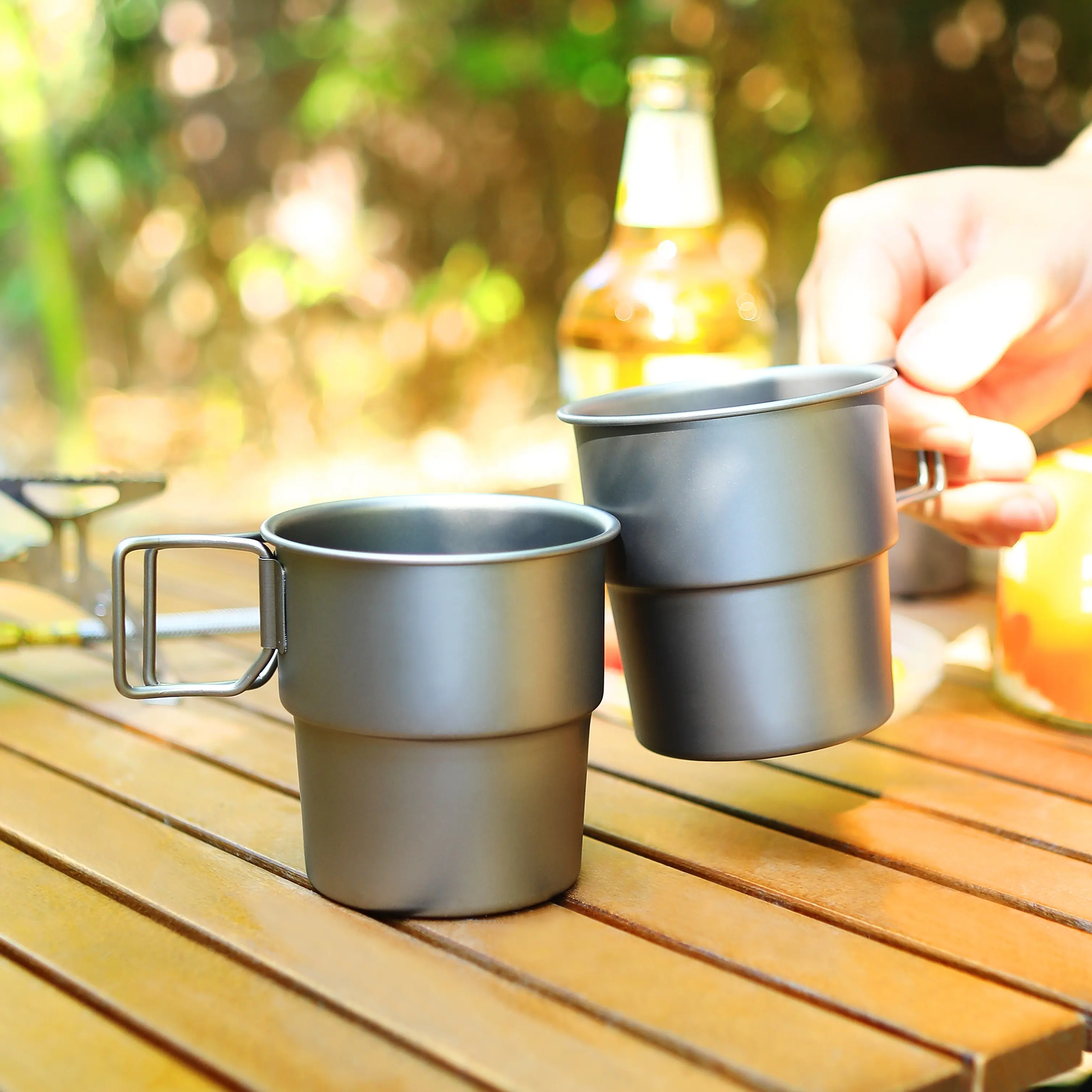 Titanium Cup Camping Mug Picnic Utensils Heating Tableware Lightweight Outdoor Cooking Equipment Hiking Cookware accessories