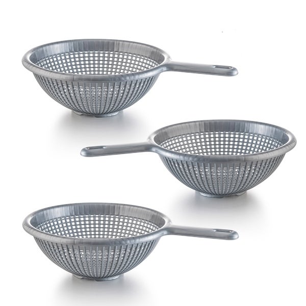 YBM Home 8.5 Inch Deep Plastic Strainer Colander With Long Handle Use for Pasta， Noodles 3 Pack