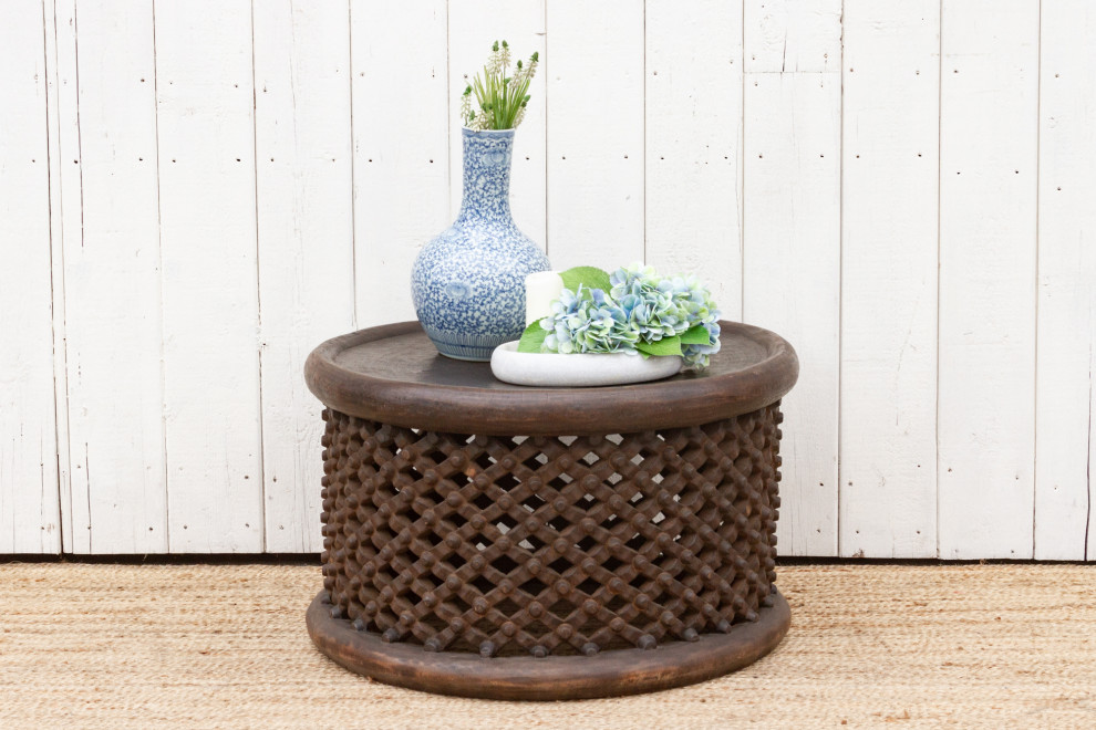 Deep Brown Round Bamileke Coffee Table   Mediterranean   Coffee Tables   by De cor  Houzz