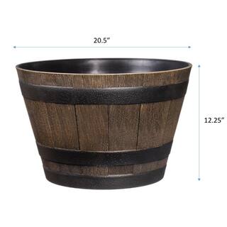 CHG CLASSIC HOME  GARDEN 20.5 in. Dia x 12.25 in. H Kentucky Walnut Resin Whiskey Barrel HD1-1027