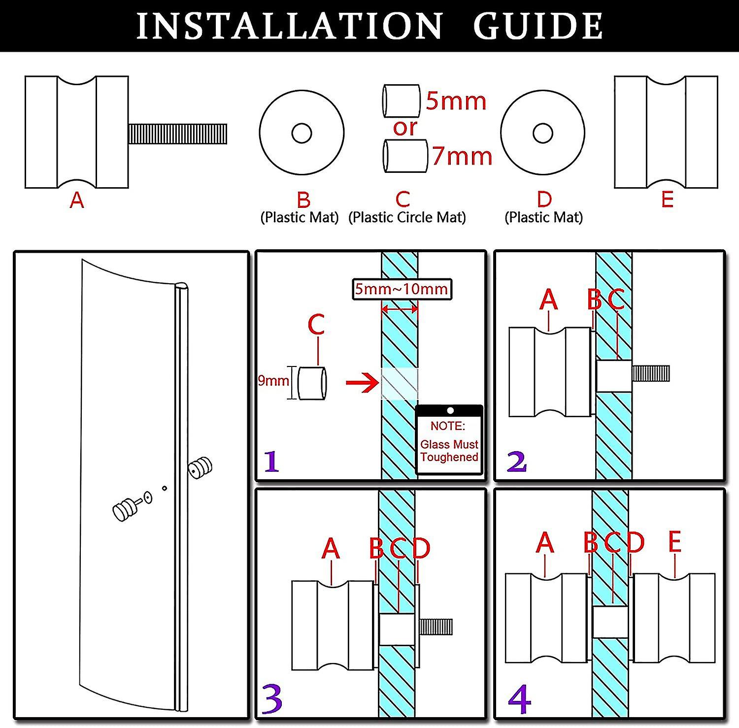 Door P Of Glass/ Door Knob Round Er Door For Bath， Less Steel Ed Finish， El5000