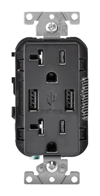 USB OUTLET 20AMP BLACK