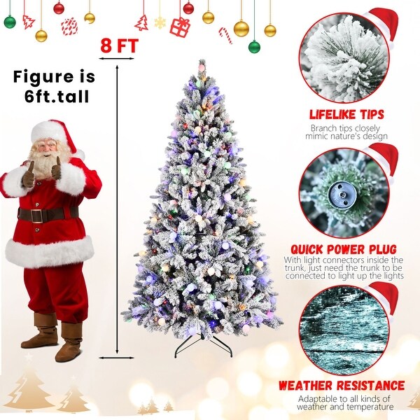 7.5/8FT Christmas Tree with LED Lights，Memory Wire and Easy Power Technology