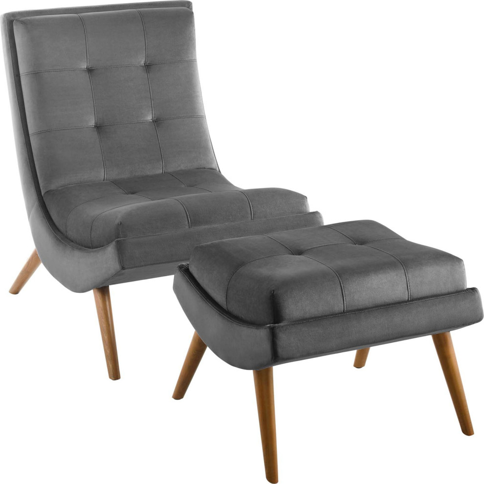 Hotwells Lounge Chair and Ottoman Set   Midcentury   Armchairs And Accent Chairs   by HedgeApple  Houzz