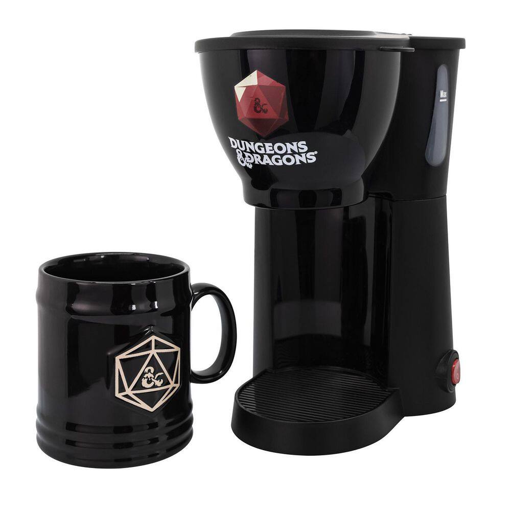 Uncanny Brands Black Dungeons  Dragons Single Cup Coffee Maker with Molded Mug CM-DAD-ST1