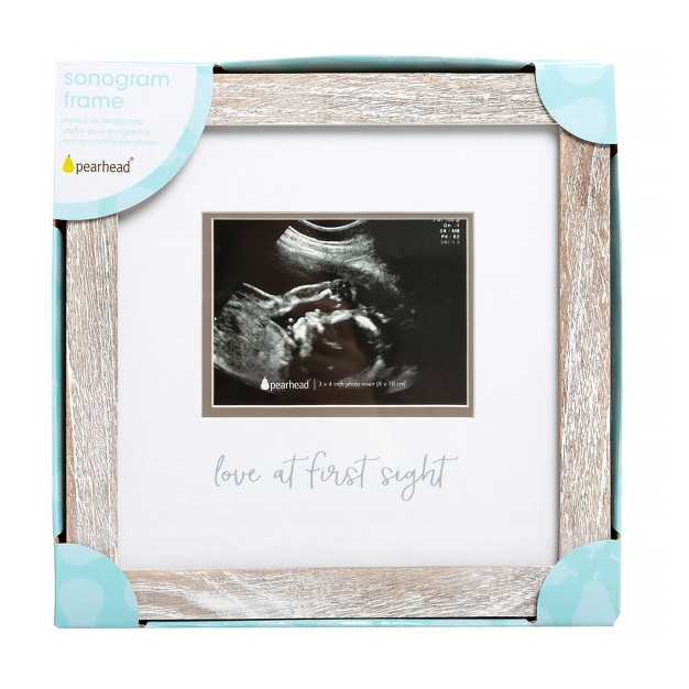 Pearhead Love At First Sight Sonogram Picture Frame Rustic White