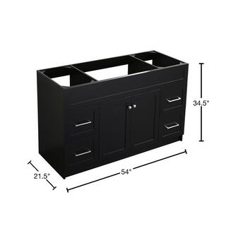 ARIEL Hamlet 54 in. W x 21.5 in. D x 33.5 in. H Bath Vanity Cabinet Only in Black F055S-BC-BLK