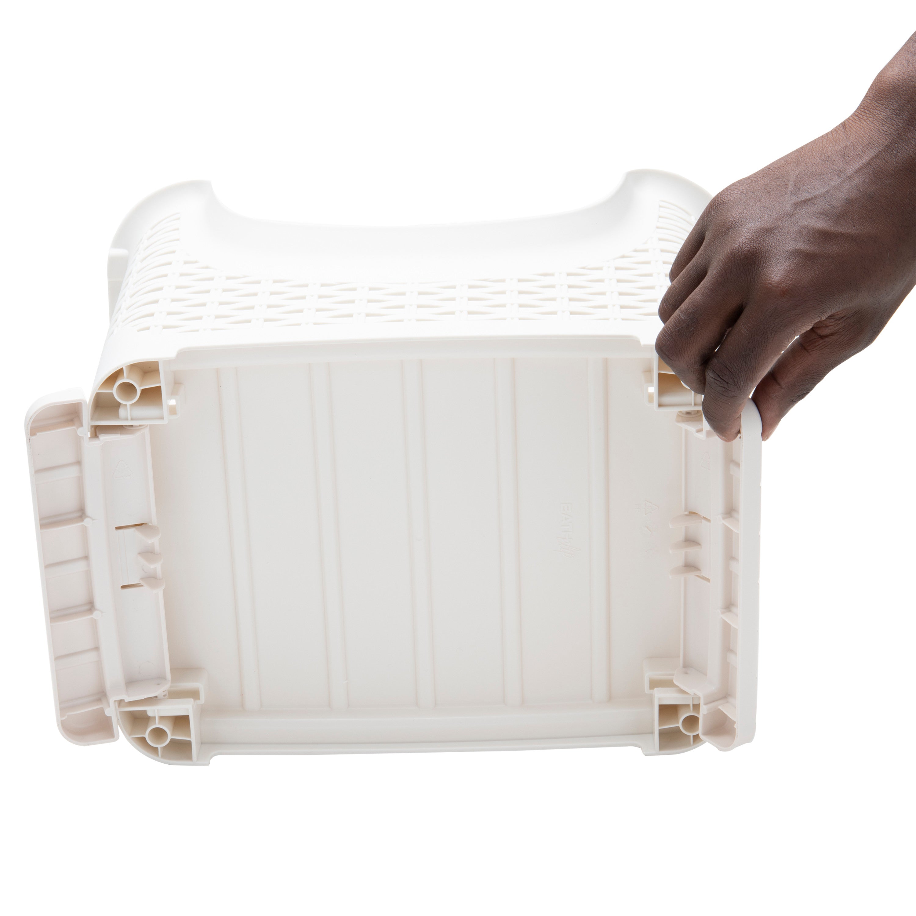 3-Tier Stackable Rolling Storage Bins， Plastic， White