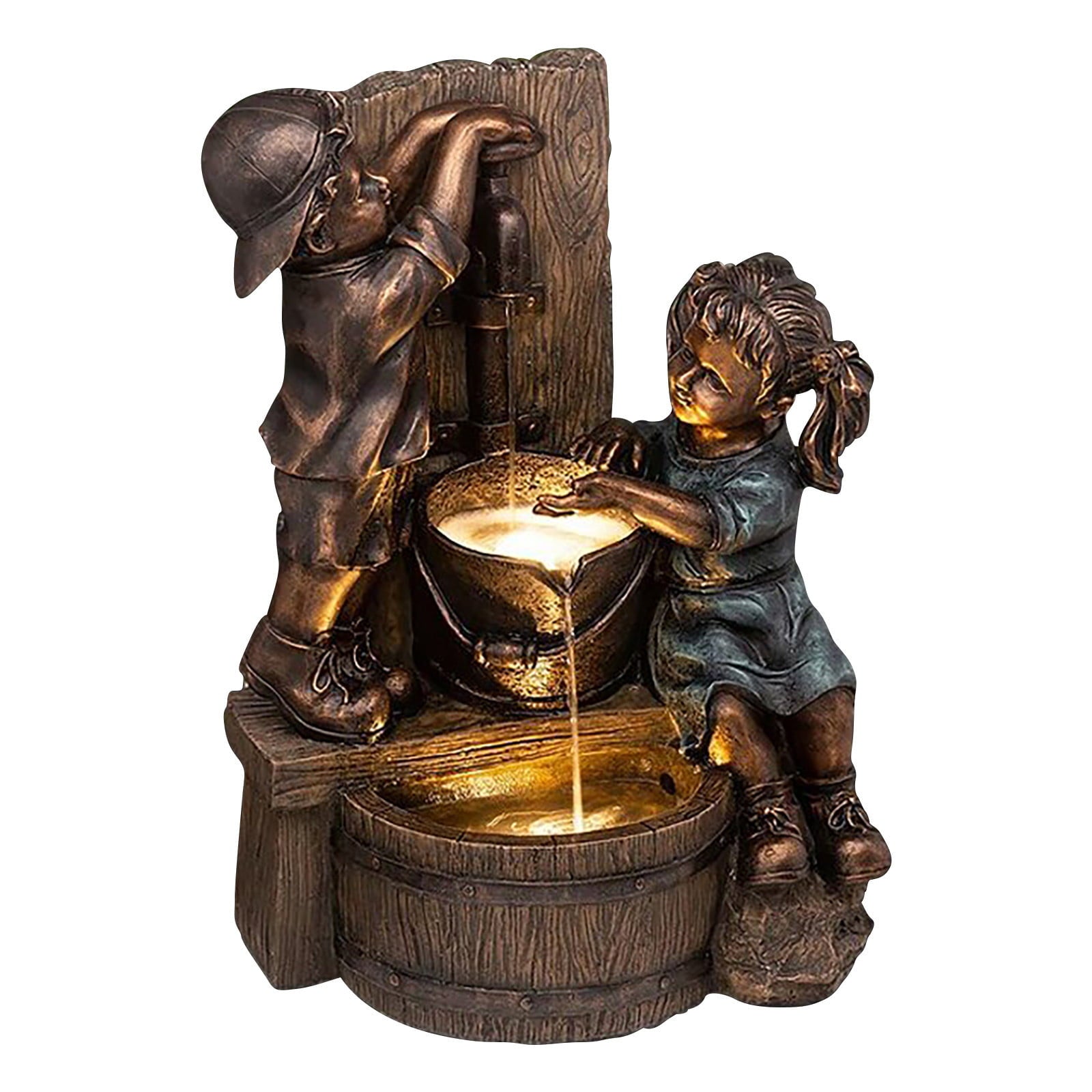 Bescita Boy & Girl Garden Statue A Kid With Fireflies Garden Statue-garden Decoration