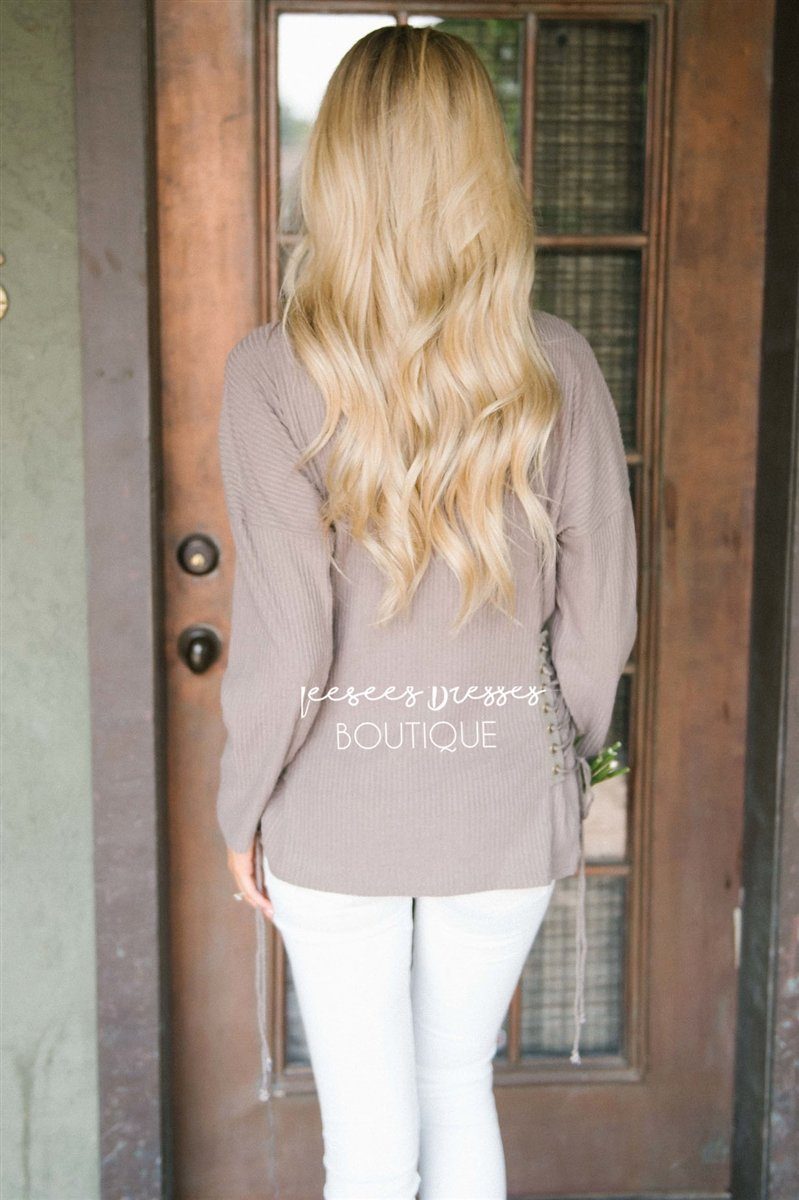 Side Lace Up Sweater