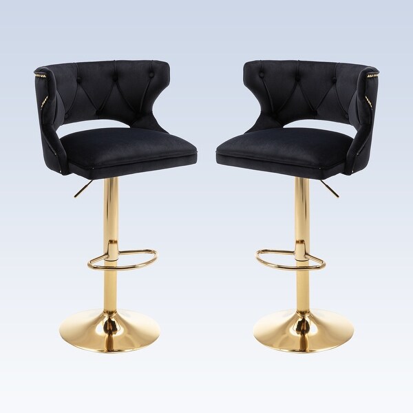 Modern 2PCS Bar Stools With Back and Footrest Counter Height