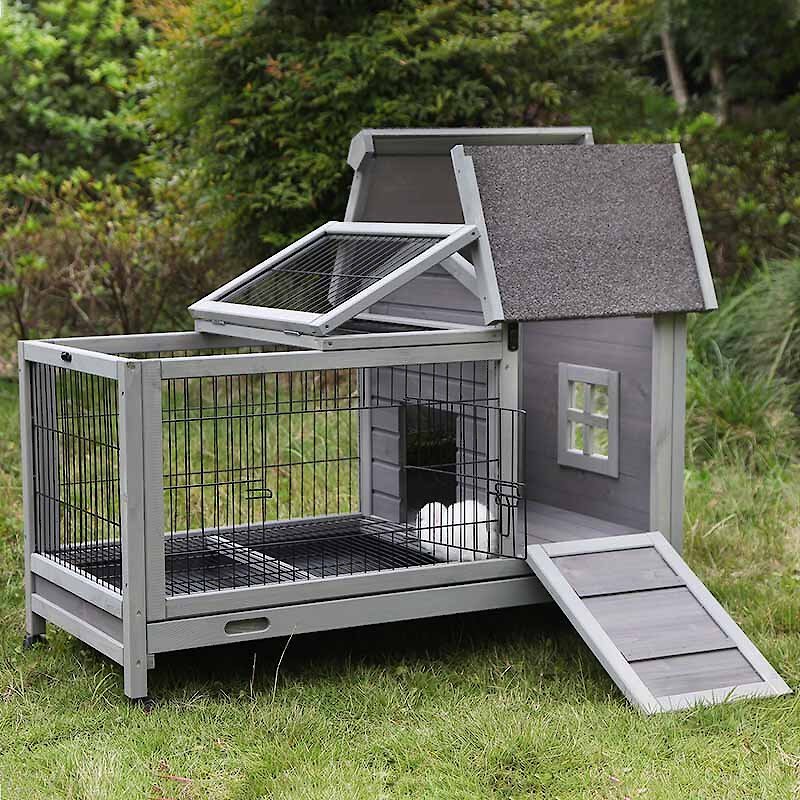 Aivituvin 28.3-in Indoor and Outdoor Wheeled Rabbit Hutch