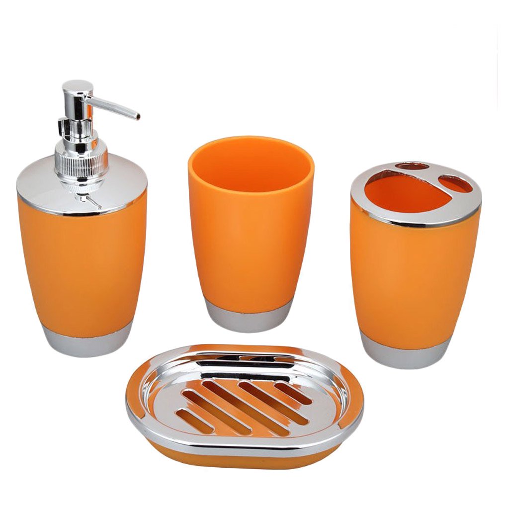 Watson Bathroom Accessories - Orange and Silver Acrylic Bathroom Accessory Set