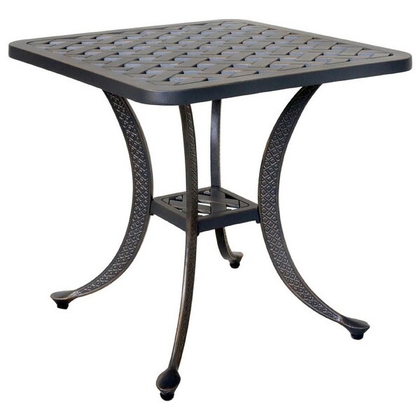 21 Inch Outdoor Patio Square Metal End Table， Bronze