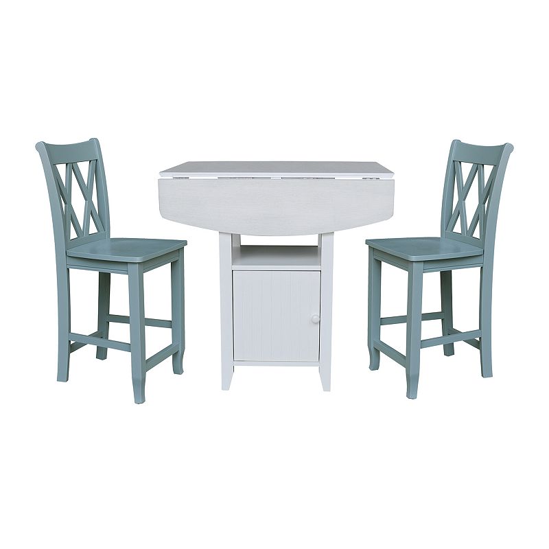 International Concepts Dual Drop Leaf Bistro Table and Counter Stools 3-piece Set