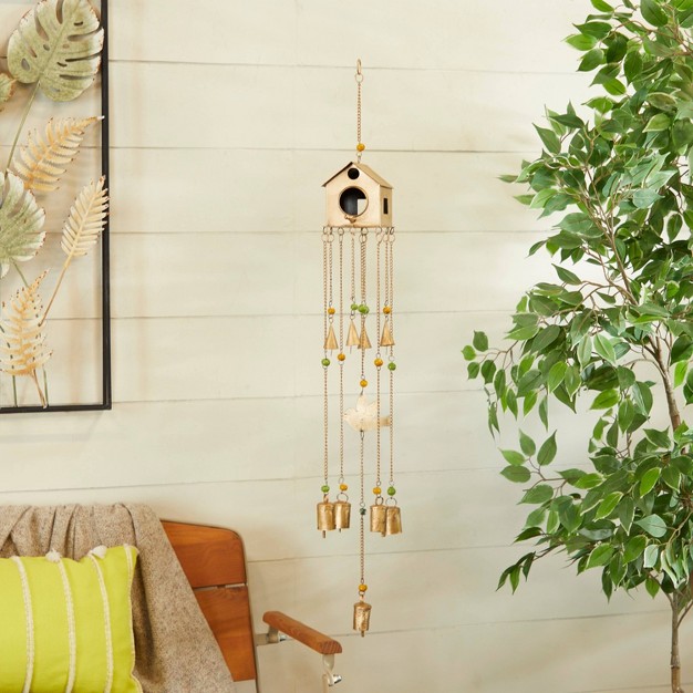 Iron Rustic Birdhouse Windchime Bronze green orange Olivia amp May