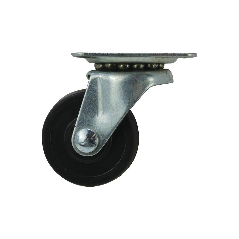 Everbilt 1-12 in. Black Soft Rubber and Steel Swivel Plate Caster with 40 lb. Load Rating 49489