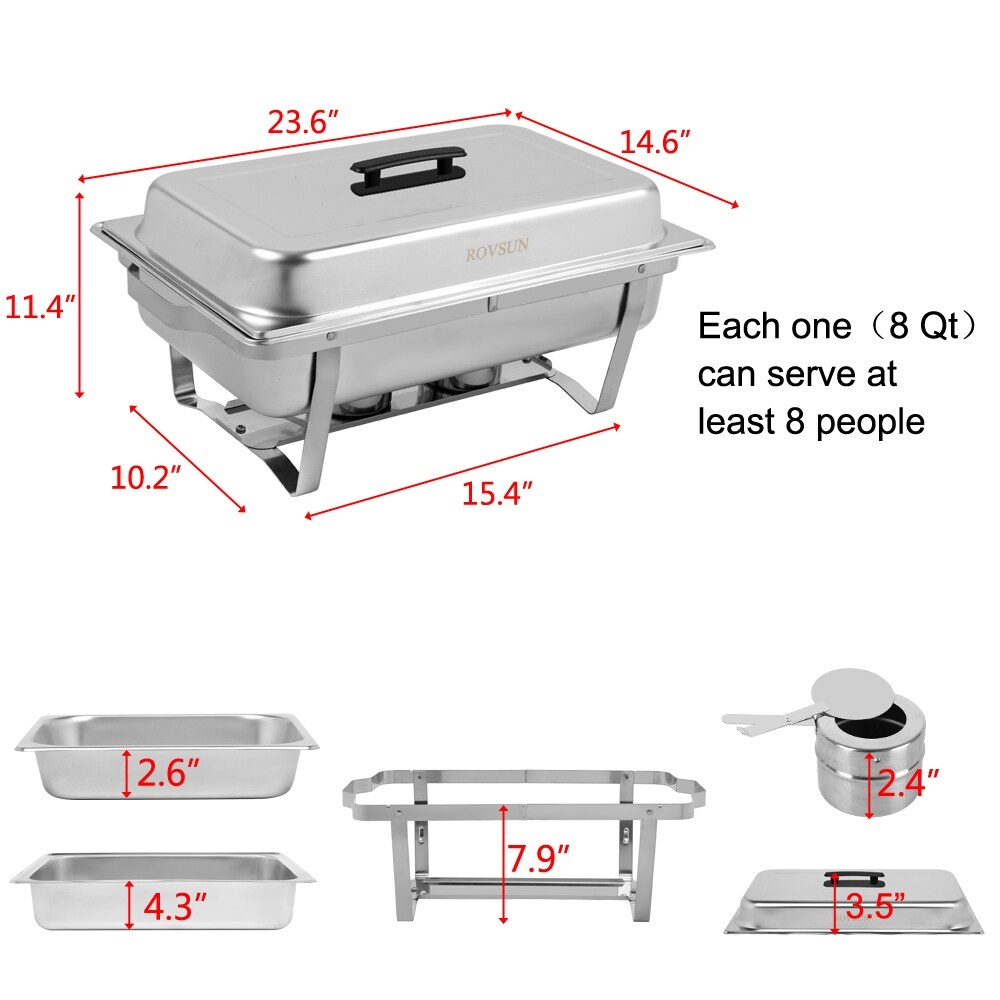 9L 1/2 Sets of Dishes Stainless Steel Rectangular Buffet Stove