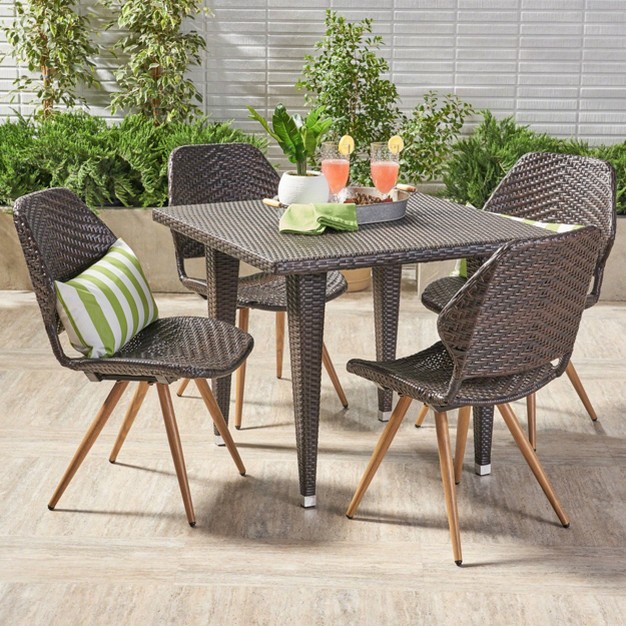 Cadlao 5pc Wicker Dining Set Multibrown Christopher Knight Home