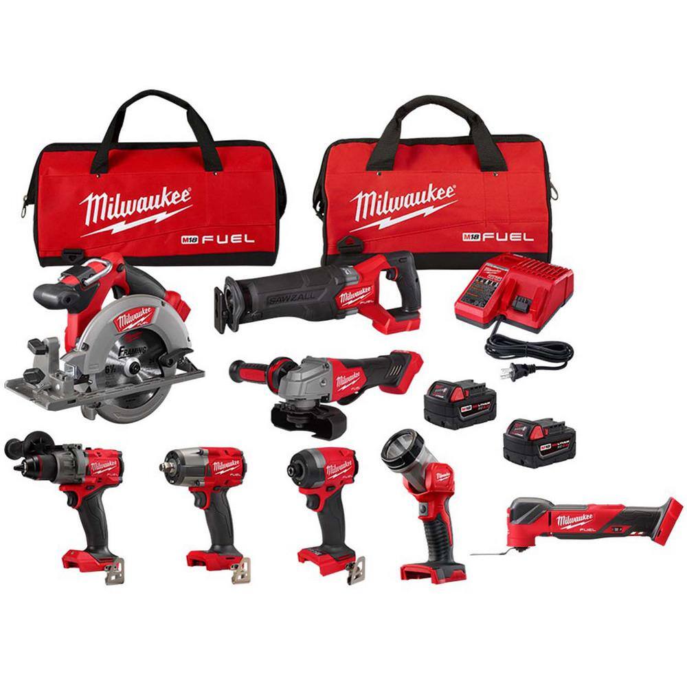 MW M18 FUEL 18V Lithium-Ion Brushless Cordless Combo Kit (7-Tool) wM18 FUEL Multi Tool 3697-27-2836-20