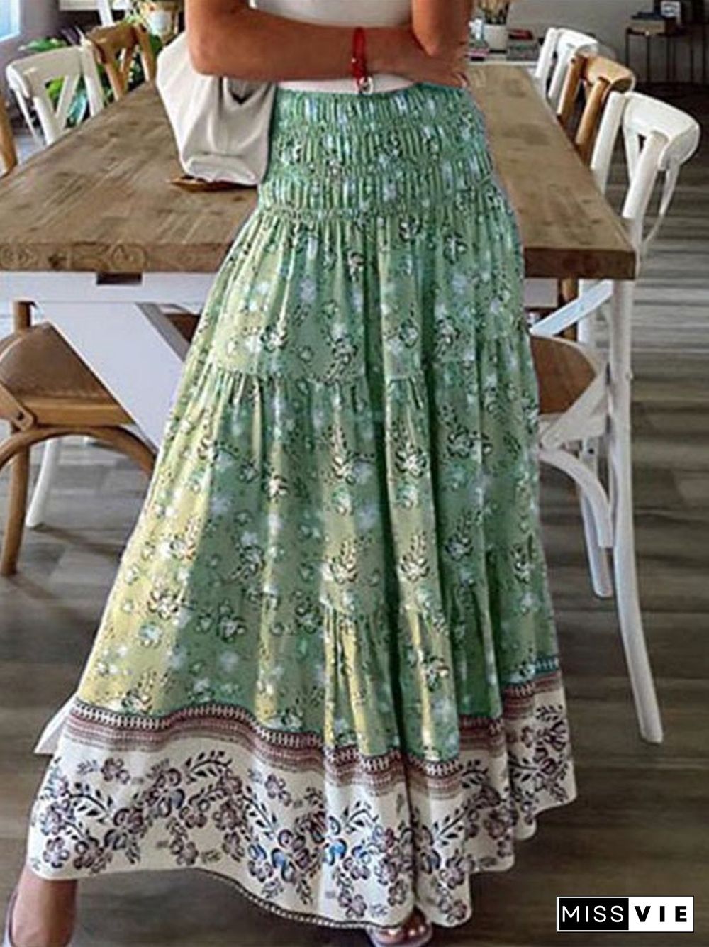 Women'S Skirts Casual High Waist Printed Long Skirt