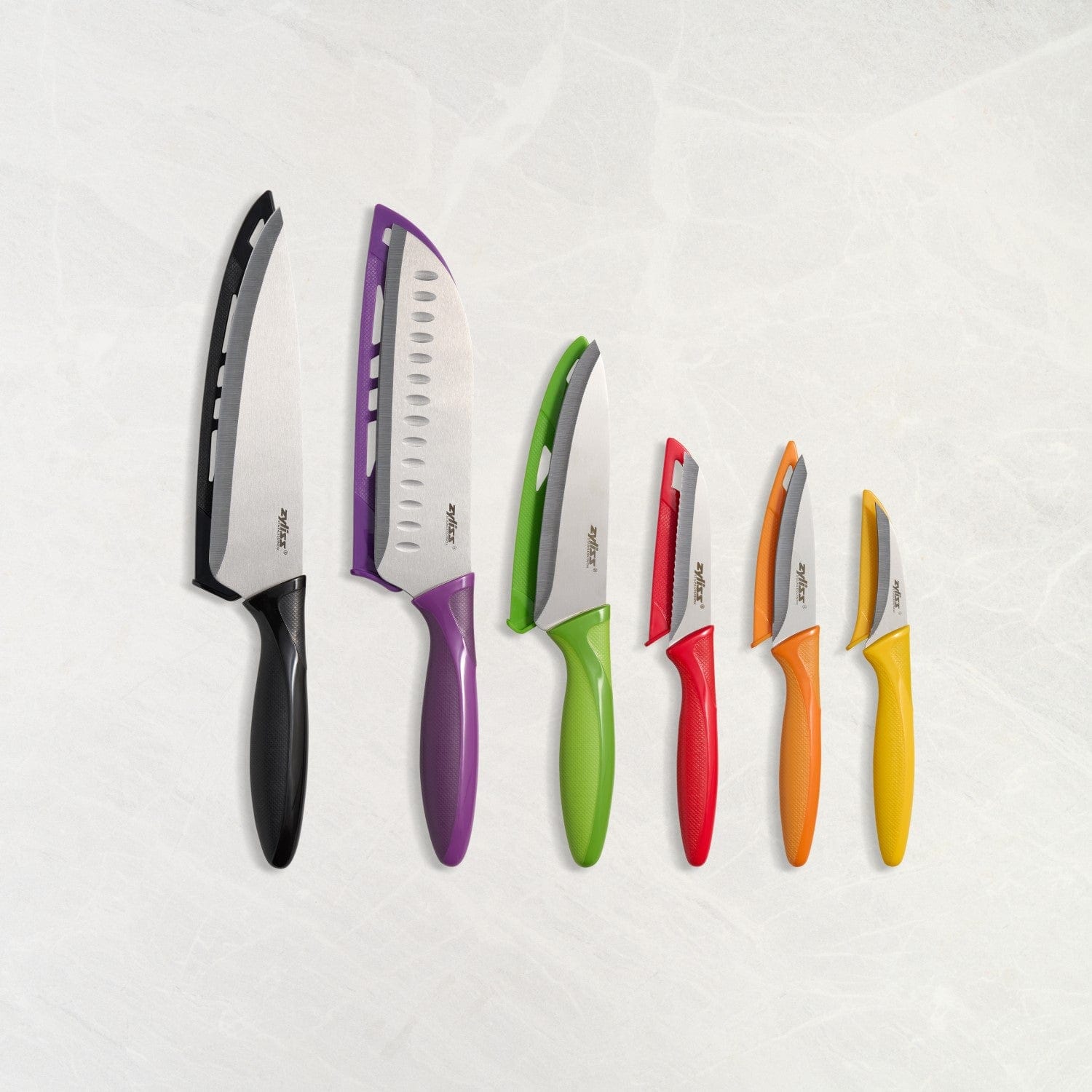 6 Piece Kitchen Knife Value Set with Sheath Covers