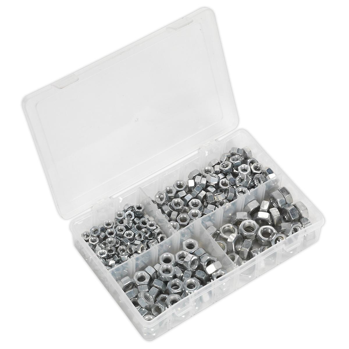 Sealey Ab029Sn Steel Nut Assortment 320Pc 1/4In -1/2In Unf Din 934