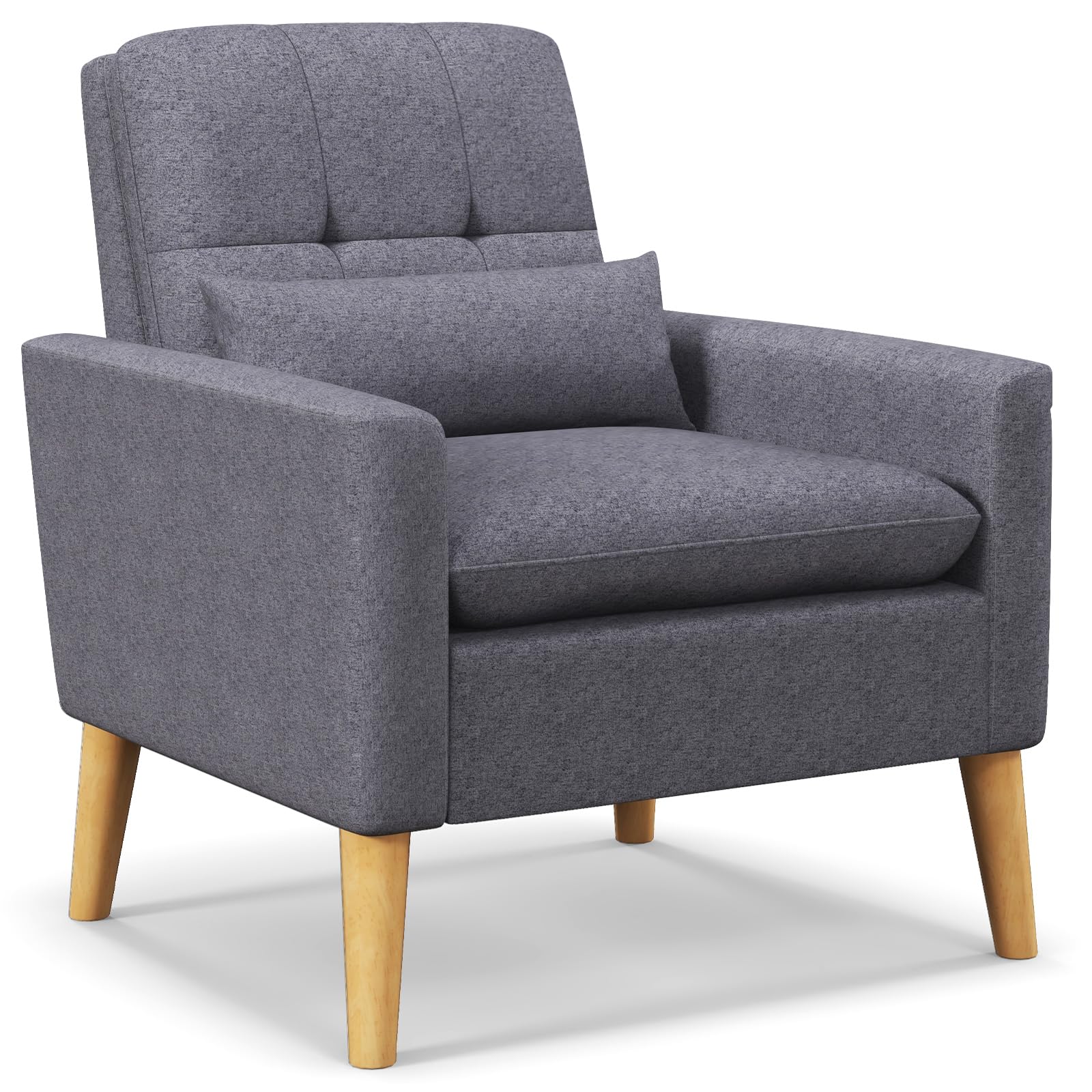 Giantex Modern Accent Chair, Mid-Century Linen Fabric Armchair