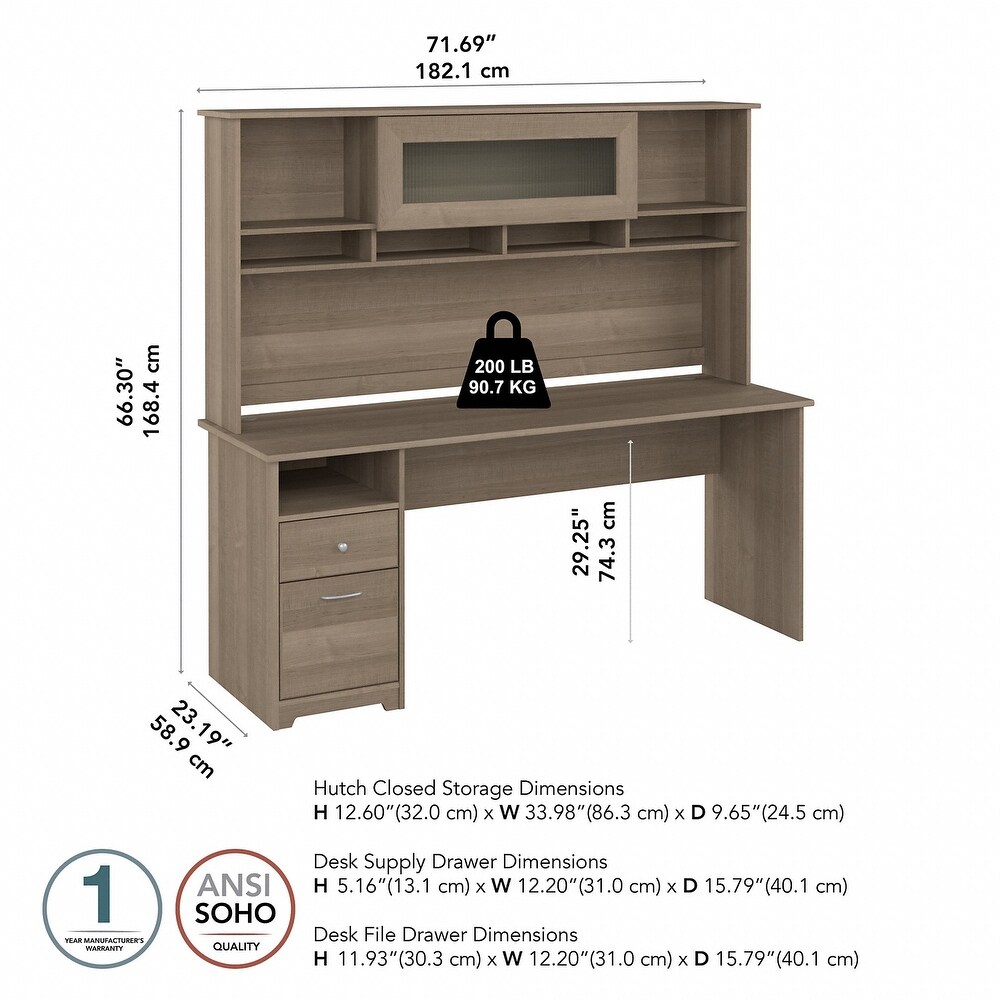 72W Computer Desk with Hutch and Drawers by Bush Furniture