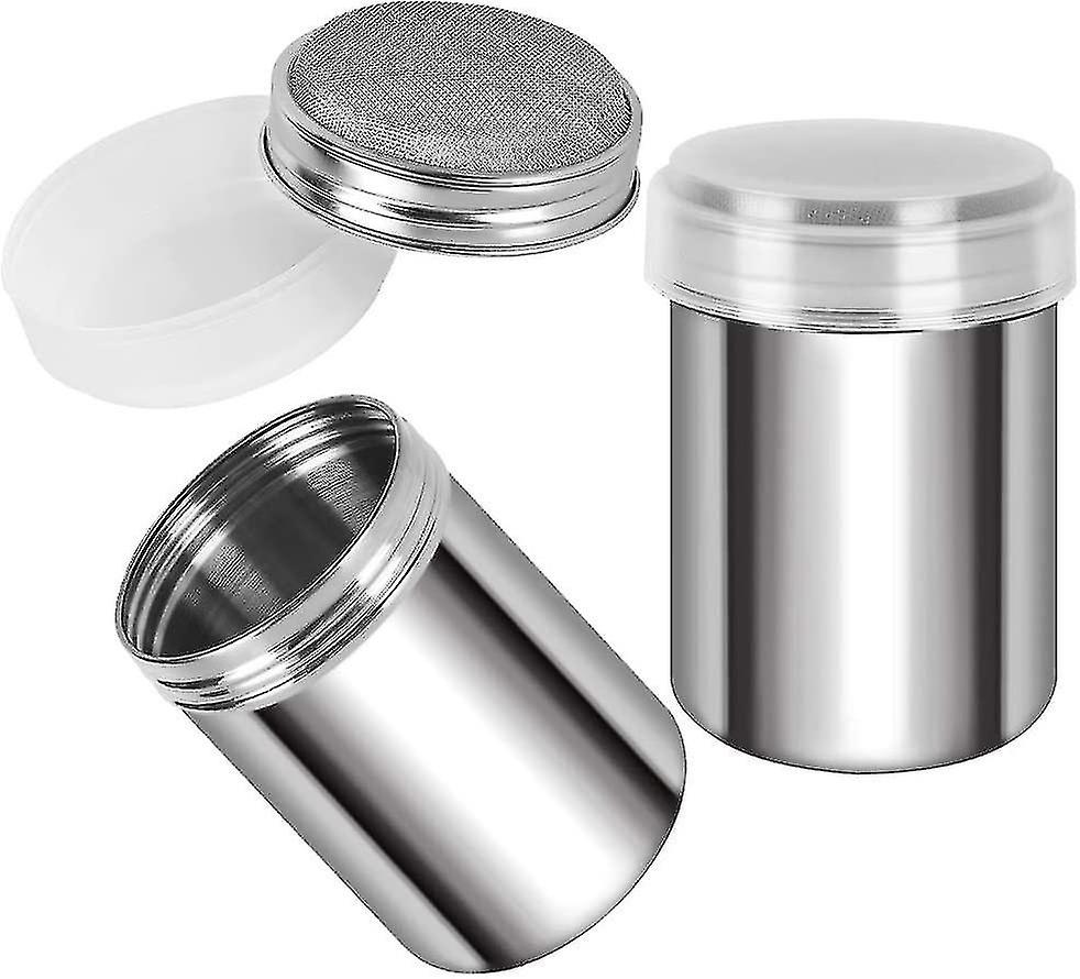 2pcs Powder Sugar Shaker Duster， Stainless Steel Powder Sugar Shaker With Lid， Sifter For Cinnamon S