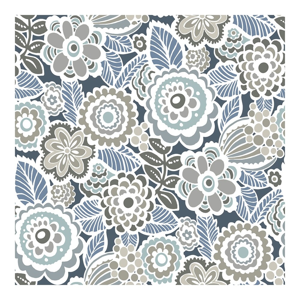 Dream On Navy Peel   Stick Wallpaper   216in x 20.5in x 0.025in