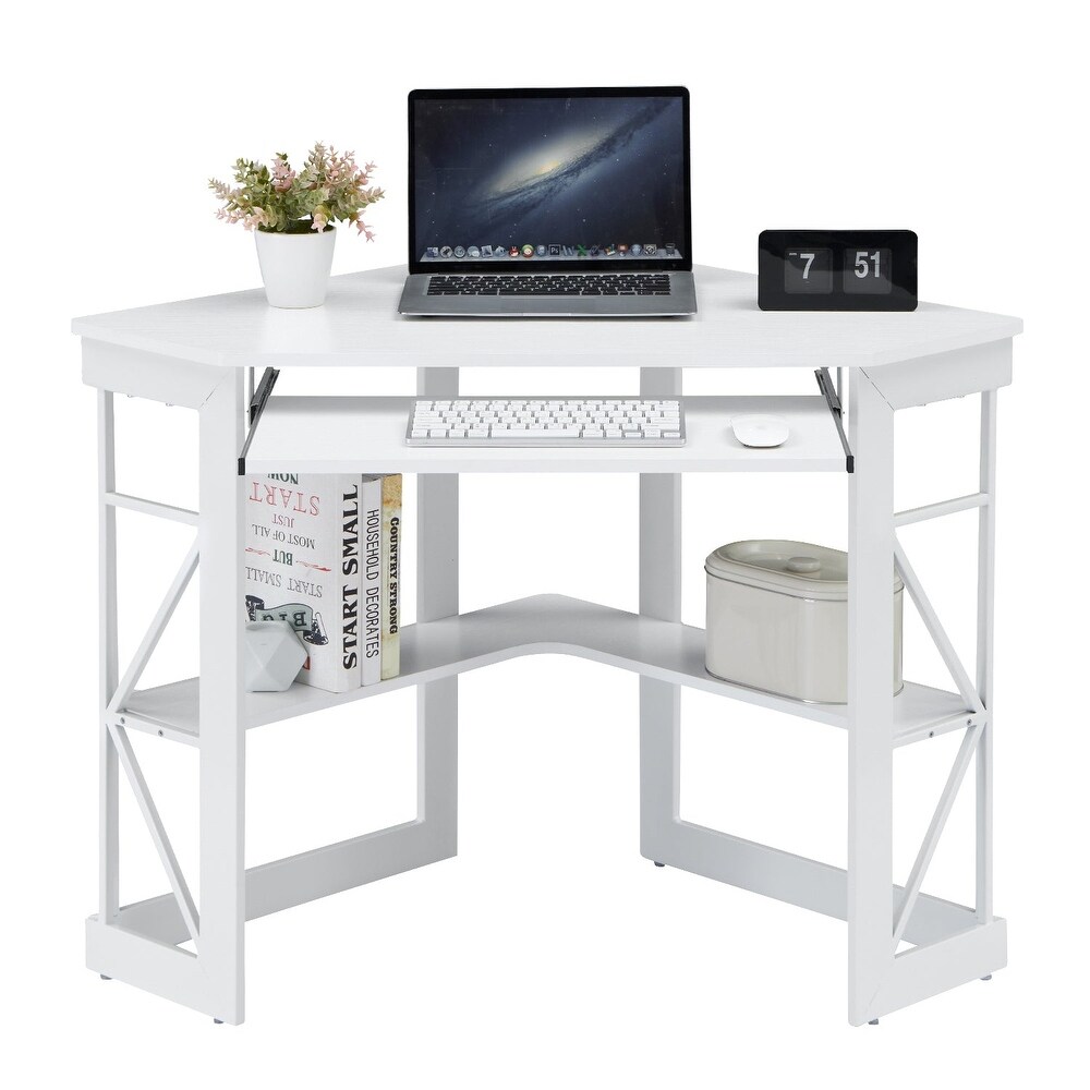 VECELO Triangle Corner Desk  Office/Computer/Writing Desk for Student Apartments