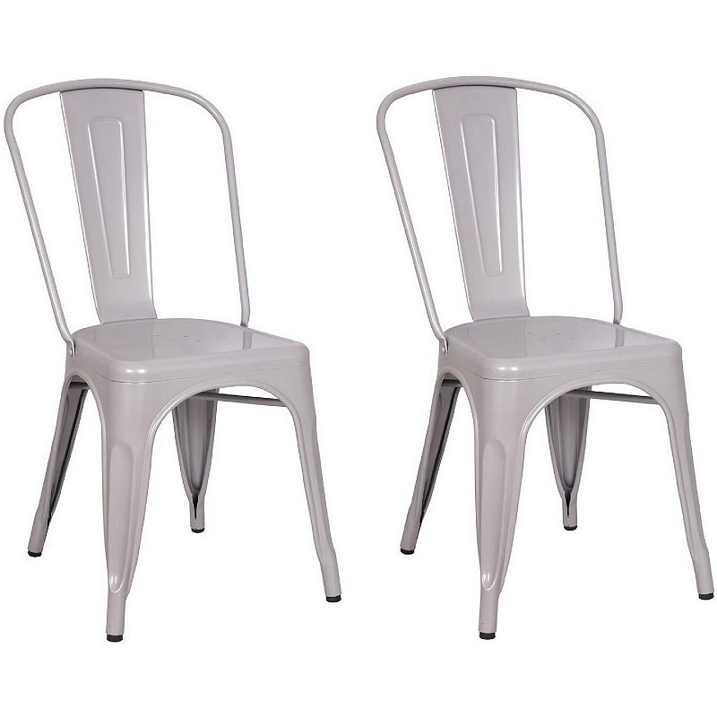 Steel Side Chair (Set 2)， Silver