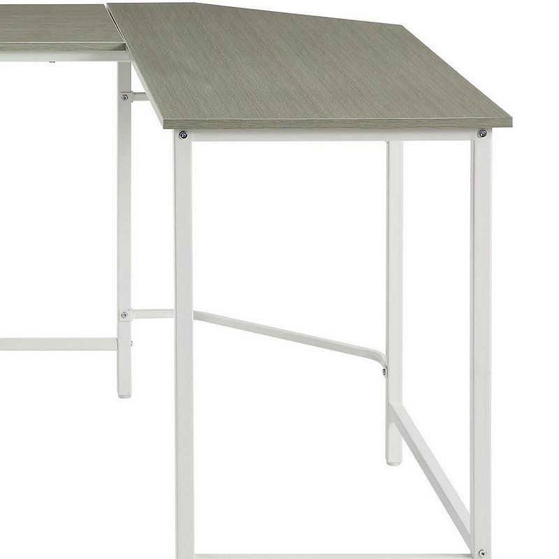 L Shape Computer Desk with CPU Holder and Casters， Gray