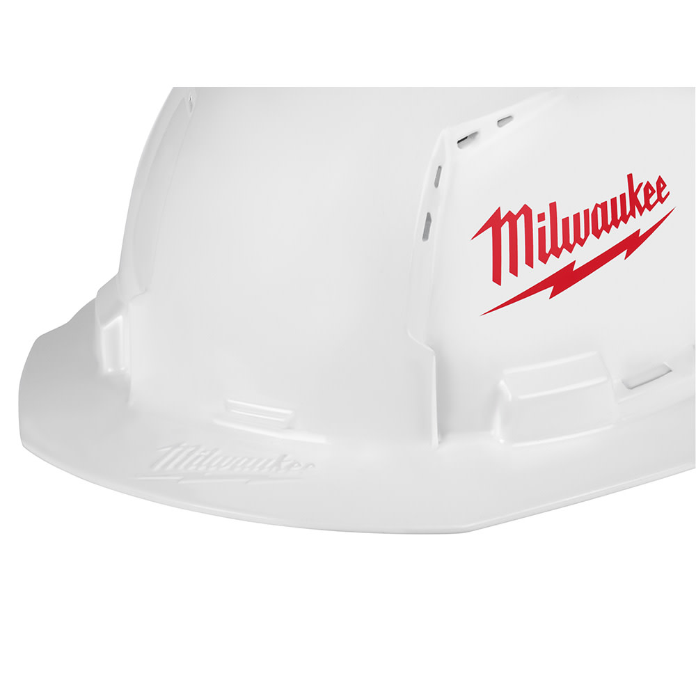 Milwaukee Full Brim Vented Hard Hat with Alkaline Flood Headlamp