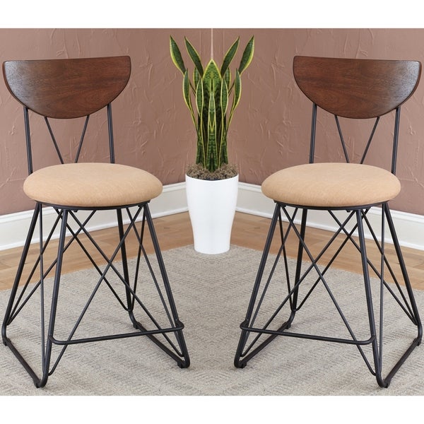 Modern Industrial Design Gold Counter Height Dining Stools (Set of 2)