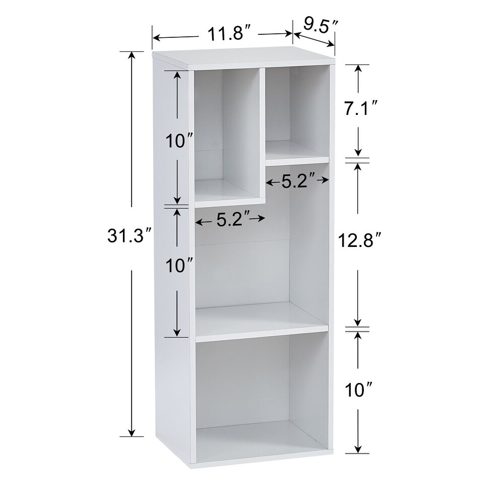 VECELO 2 Tier Bookcase and 3 Tier Bookcase set  Modern   Contemporary Wooden Bookshelf sets(set of 2)