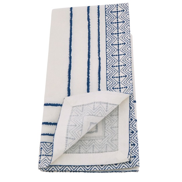 Saro Lifestyle Hand Block Print Cotton Table Napkins