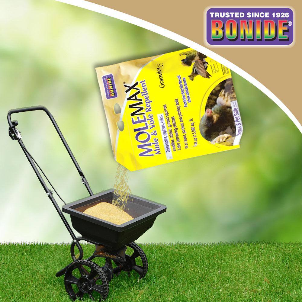 Bonide MoleMax Mole and Vole Repellent Granules 10 lbs. Ready-to-Use Lawn and Garden Mole Control People and Pet Safe 692