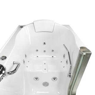 Ella Deluxe 55 in. Acrylic Walk-In Whirlpool and Air Bath Bathtub in White Fast Fill Faucet Heated Seat LHS Dual Drain H93057-HB