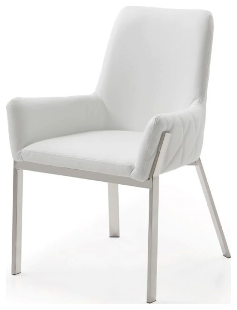 May Modern White Bonded Leather Dining Chair  Set of 2   Contemporary   Dining Chairs   by V.S.D Furniture  Houzz