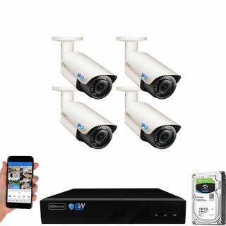 GW Security 8-Channel 8MP 1TB NVR Smart Security Camera System 4 Wired Bullet Cameras 2.8mm-12mm Lens HumanVehicle Detection GW7050MIC4-1T