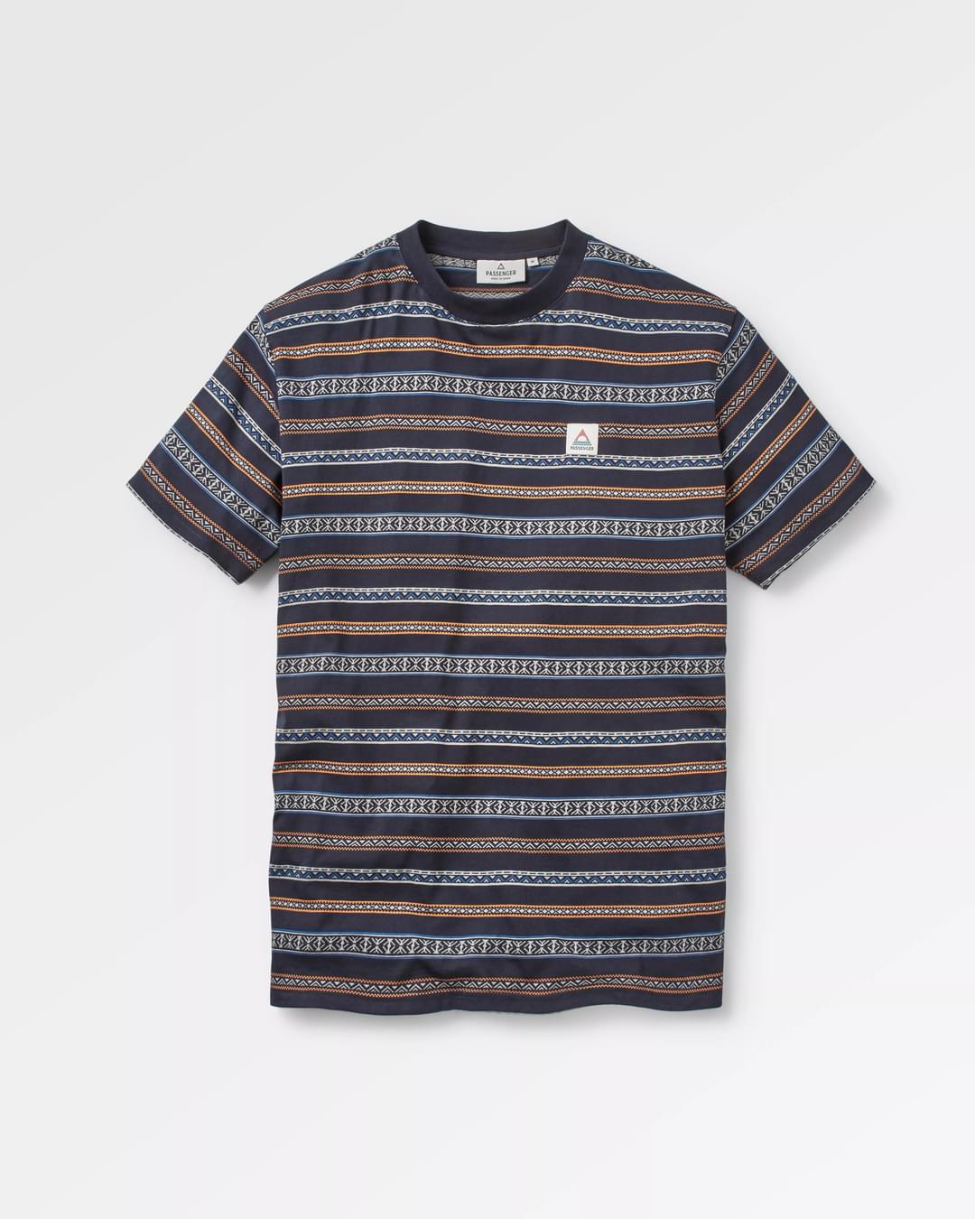 Crackle Organic Relaxed Fit T-Shirt - Midnight Fairisle Stripe