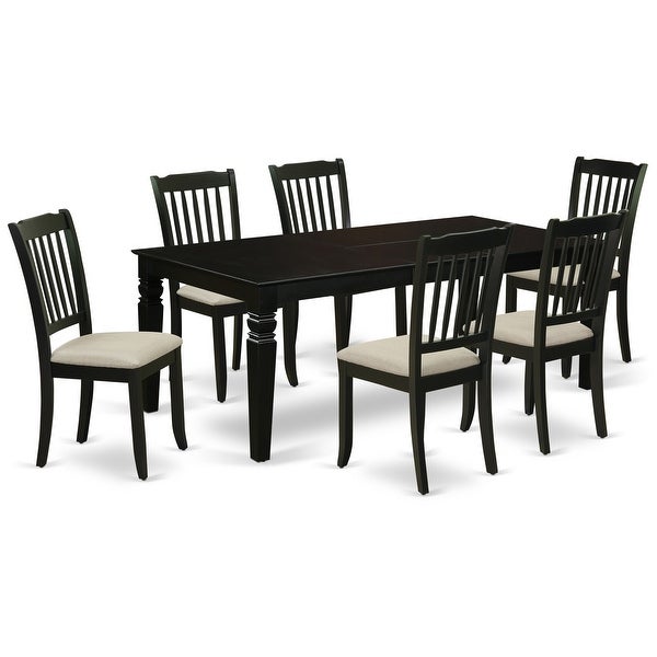 Wooden Dining Table Set Includes Round Small Table and Parson Chairs in Linen Fabric (Pieces and Finish Option)