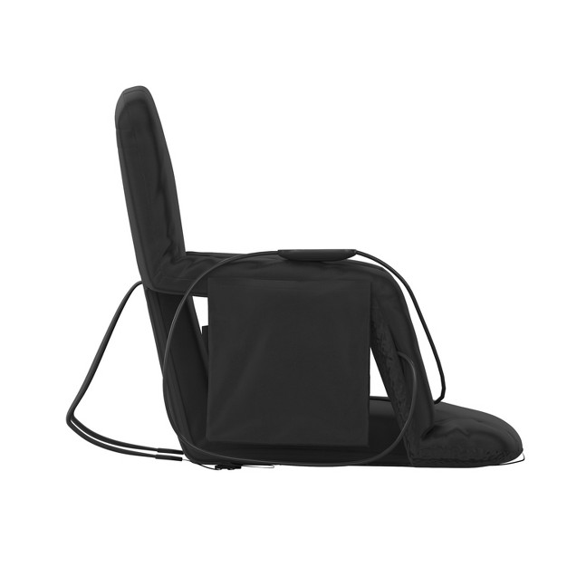 Emma And Oliver Extra Wide Foldable Reclining Heated Stadium Chair With Backpack Straps Black