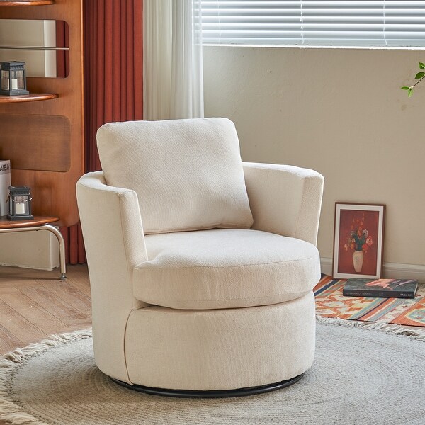 Swivel Barrel Chair，Comfy Round Accent Sofa Chair for Living Room，360 Degree Swivel Barrel Club Chair