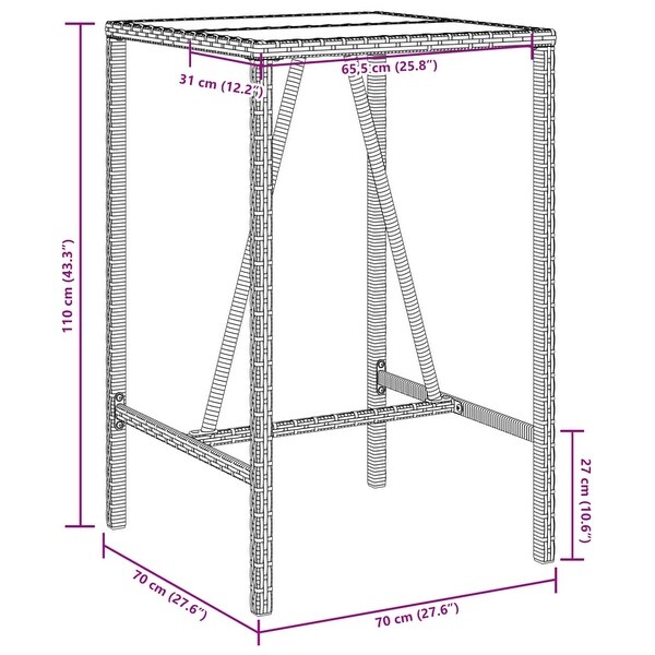 vidaXL Patio Bar Table Gray 27.6