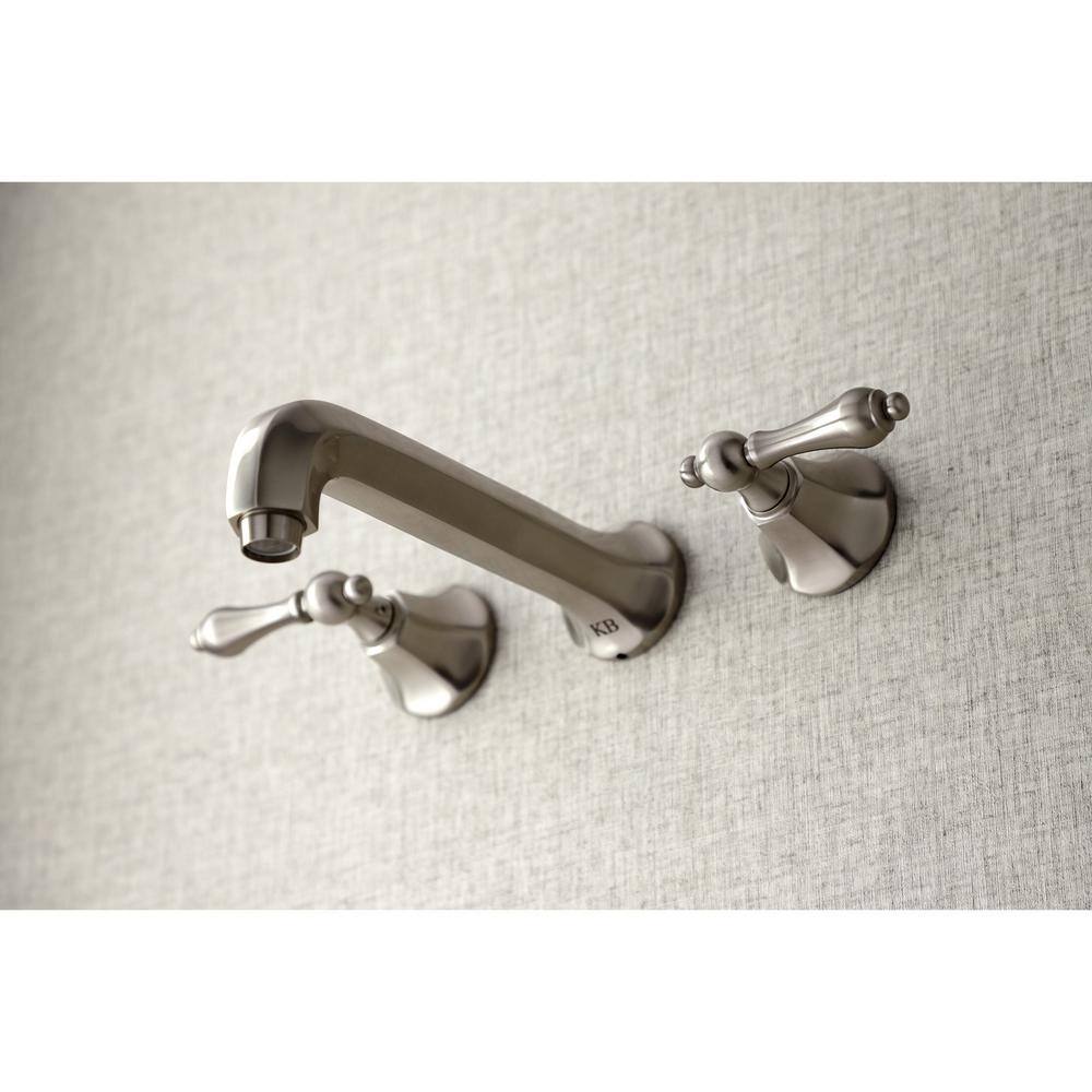 Kingston Brass Metropolitan 2-Handle Wall Mount Bathroom Faucet in Brushed Nickel HKS4028AL