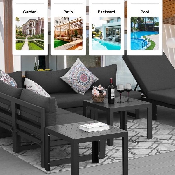 Nicesoul Luxury Patio Aluminum Sofa Conversation Furniture Set with Coffee Table